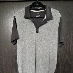 Adidas Golf Polo Shirt Men’s Medium Black Gray Striped Performance Top